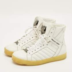 Pre Owned Philipp Plein Lullaby Size 41 White Quilted Leather High Top Sneakers
