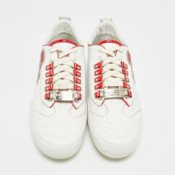 Pre Owned Philipp Plein Size 42 White Leather Lace Up Sneakers