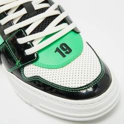 Pre Owned Philipp Plein Phantom Kicks Size 40 Tricolor Leather and Patent High Top Sneakers