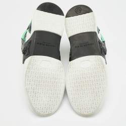 Pre Owned Philipp Plein Phantom Kicks Size 40 Tricolor Leather and Patent High Top Sneakers