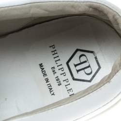 Philipp Plein White Leather Slip On Sneakers Size 44