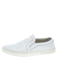 Philipp Plein White Leather Slip On Sneakers Size 44