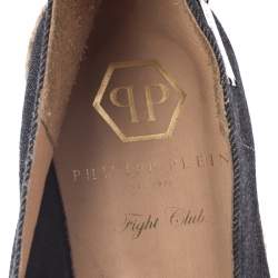 Pre Owned Philipp Plein Black Denim Sandy Skull Espadrilles Size 40