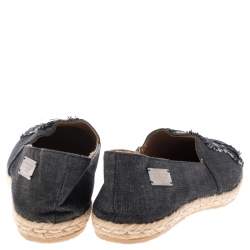 Pre Owned Philipp Plein Black Denim Sandy Skull Espadrilles Size 40