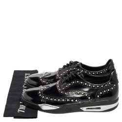 Pre Owned Philipp Plein Black Patent Leather Studded Accents Brogues Size 43