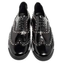 Pre Owned Philipp Plein Black Patent Leather Studded Accents Brogues Size 43