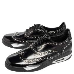 Pre Owned Philipp Plein Black Patent Leather Studded Accents Brogues Size 43