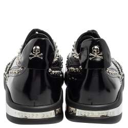 Pre Owned Philipp Plein Black Patent Leather Studded Accents Brogues Size 43