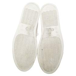 Philipp Plein White Leather Embossed Skull High-Top Sneakers Size 42