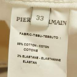 Pre Owned Pierre Balmain White Denim Applique Skinny Jeans L Waist 32"