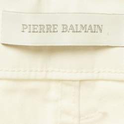 Pre Owned Pierre Balmain White Denim Applique Skinny Jeans L Waist 32"