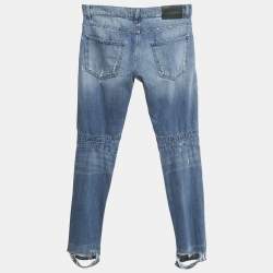 Pre Owned Pierre Balmain Blue Distressed Denim Jeans M Waist 33"