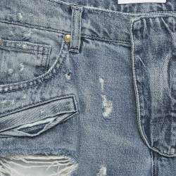 Pre Owned Pierre Balmain Blue Distressed Denim Jeans M Waist 33"