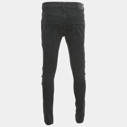 Pre Owned Pierre Balmain Black Washed Denim Panel Detail Jeans M Waist 33"