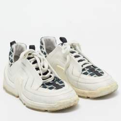 Pierre Hardy Black/White Leather and Canvas Vibe  Sneakers Size 43