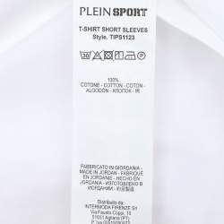 Pre Owned Plein Sport White Jersey Logo Print T-Shirt M