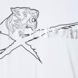 Pre Owned Plein Sport White Jersey Logo Print T-Shirt M