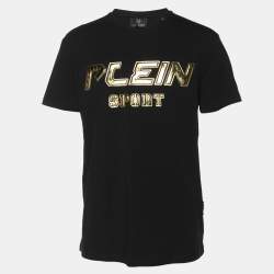 Plein Sport Black/Gold Jersey Logo T-Shirt L