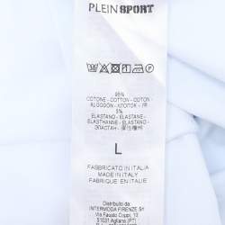 مملوكة مسبقًا Plein Sport White/Silver Jersey Logo T-Shirt L