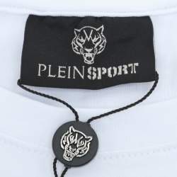 مملوكة مسبقًا Plein Sport White/Silver Jersey Logo T-Shirt L