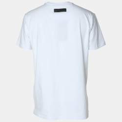 مملوكة مسبقًا Plein Sport White/Silver Jersey Logo T-Shirt L
