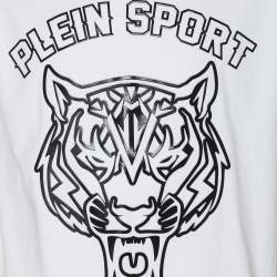 Plein Sport White Jersey Tiger Print T-Shirt M