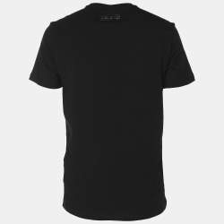 Pre Owned Plein Sport Black/Gold Jersey Logo Print T-Shirt M