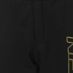 Pre Owned Plein Sport Black/Gold Jersey Logo Print Shorts XL