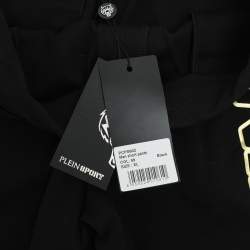 Pre Owned Plein Sport Black/Gold Jersey Logo Print Shorts XL