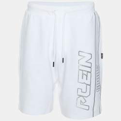 Pre Owned Plein Sport White Jersey Logo Printed Short M