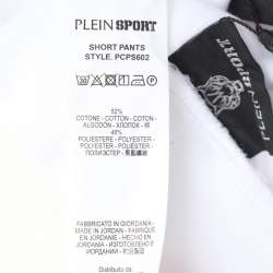 Plein Sport White/Silver Jersey Logo Print Shorts L