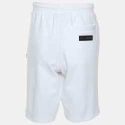 Plein Sport White/Silver Jersey Logo Print Shorts L