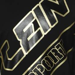 Plein Sport Black/Gold Jersey Logo Print Hooded Sweatshirt M
