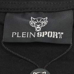 Pre Owned Plein Sport Black Jersey Logo Print T-Shirt L