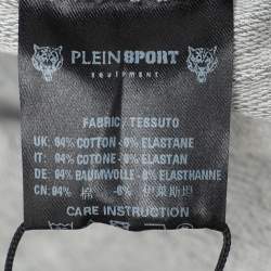 Plein Sport Grey/Black Jersey Logo Print Joggers XL