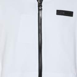 Plein Sport White Jersey Logo Embroidered Hoodie Zip Jacket M