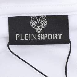 Plein Sport White Jersey Logo Embroidered Hoodie Zip Jacket M