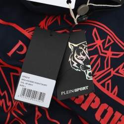 Plein Sport Navy Blue Jersey Tiger Print Hoodie L