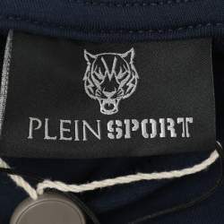 Plein Sport Navy Blue Jersey Tiger Print Hoodie L