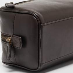 Pre Owned Polo Ralph Lauren Dark Brown Leather Toiletry Bag