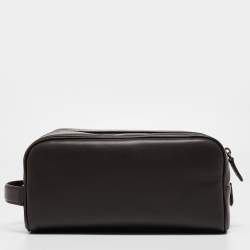 Pre Owned Polo Ralph Lauren Dark Brown Leather Toiletry Bag