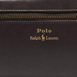Pre Owned Polo Ralph Lauren Dark Brown Leather Toiletry Bag