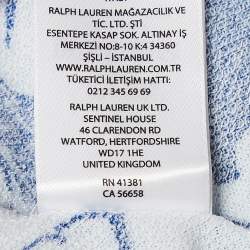 Pre Owned Polo Ralph Lauren Blue/White Printed Cotton Knit Hoodie & Shorts Set M