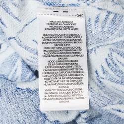 Pre Owned Polo Ralph Lauren Blue/White Printed Cotton Knit Hoodie & Shorts Set M