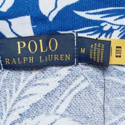 Pre Owned Polo Ralph Lauren Blue/White Printed Cotton Knit Hoodie & Shorts Set M
