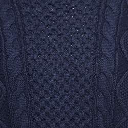 مملوكة مسبقًا Polo Ralph Lauren Navy Blue Cable Knit Sweater L