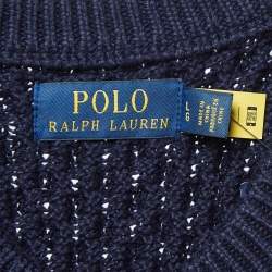 مملوكة مسبقًا Polo Ralph Lauren Navy Blue Cable Knit Sweater L