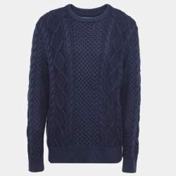 مملوكة مسبقًا Polo Ralph Lauren Navy Blue Cable Knit Sweater L