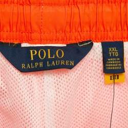 Pre Owned Polo Ralph Lauren Orange Polo Print Synthetic Track Pants XXL