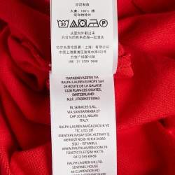 Pre Owned Polo Ralph Lauren Red Embroidered Cotton Pique Classic Fit Polo T-Shirt M